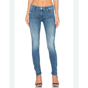 MOTHER The Looker Distressed Denim Jeans Graffiti Girl 28 Ripped Mid Rise